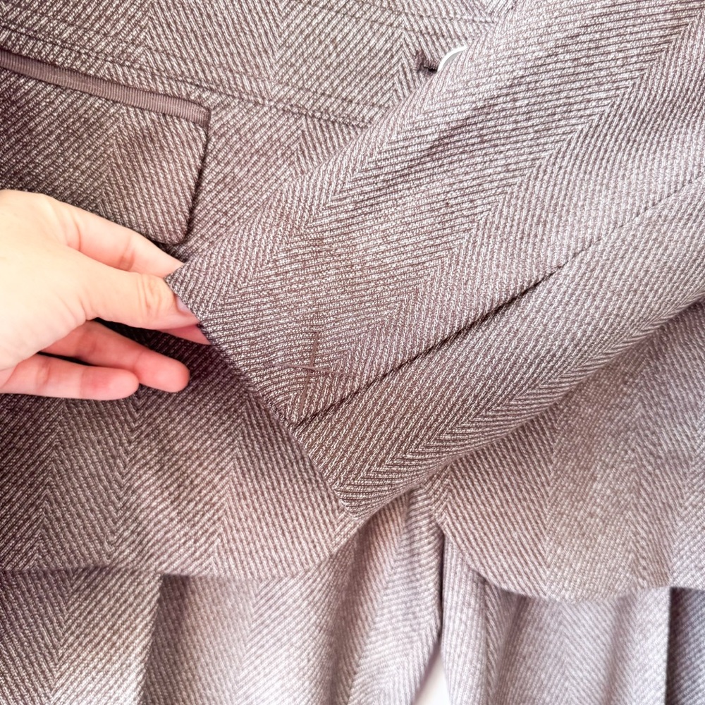 7th Avenue Blazer and Pants Brown Suit Set Chevron Pattern Size 14P - Picture 7 of 13
